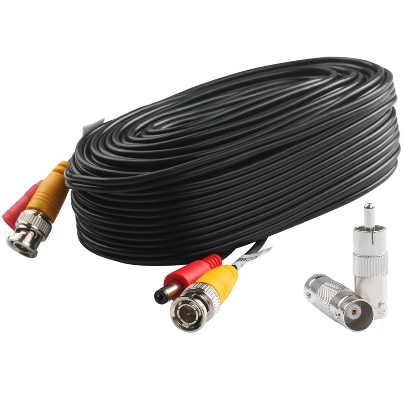Postta BNC Video Power Cable (30 Feet) Video Security Camera Cable Wire with Two Connectors for CCTV DVR Surveillance System - Image 1